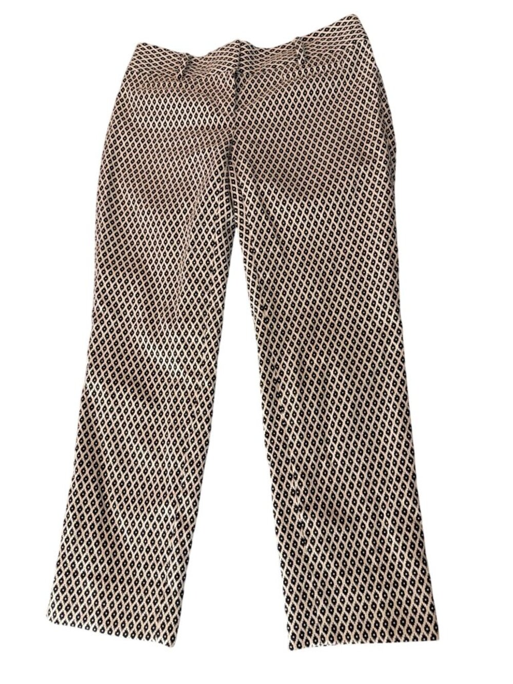 Ann Taylor Devin Cropped Leg Pants Black White Geometric Textured Sz 00P Petite